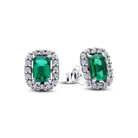 Pendientes Pandora Rectangulares Brillantes Verdes 294501C01
