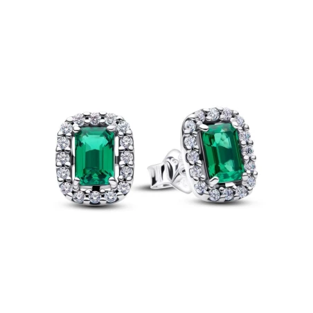 Pendientes Pandora Rectangulares Brillantes Verdes 294501C01