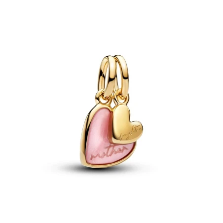 Charm Colgante Divisible Pandroa Corazón Rosa Madre e Hija 763766C01