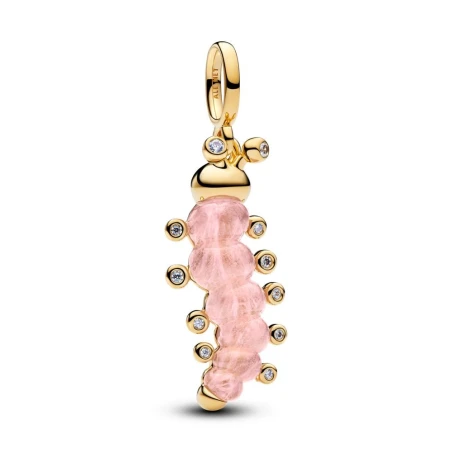 Charm Pandora Oruga Rosa Baño Oro 764489C01