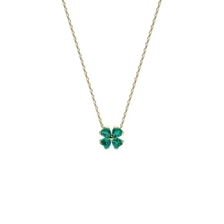 Collar Pandora Trébol de la Suerte Verde Baño Oro 364502C01