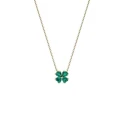 Collar Pandora Trébol de la Suerte Verde Baño Oro 364502C01