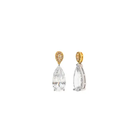 Pendientes Salvatore Plata Baño Oro Circonita Blanca Lágrima 136A0793
