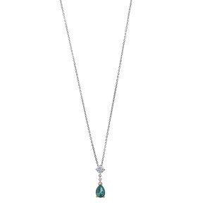 Collar Salvatore Plata Baño Rodio, Circonitas Blancas y...