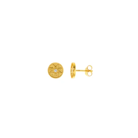 Pendientes Salvatore Círculo Estrella Plata Baño Oro y Circonita 190A0030