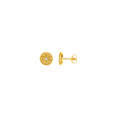 Pendientes Salvatore Círculo Estrella Plata Baño Oro y Circonita 190A0030