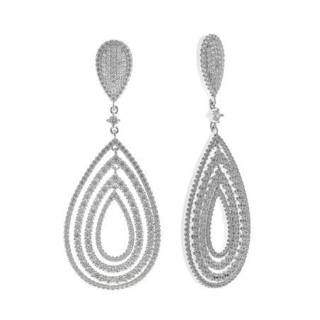 Pendientes Colgantes Slavatore Plata Baño Rodio y Circonitas Blancas 195A0182