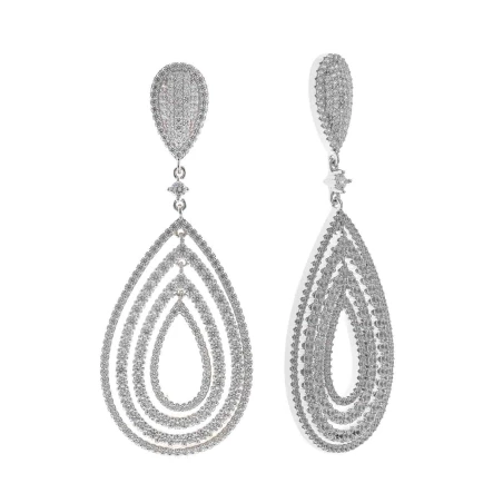Pendientes Colgantes Slavatore Plata Baño Rodio y Circonitas Blancas 195A0182