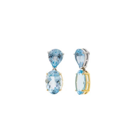 Pendientes Salvatore Pera y Óvalo Plata Baño Oro y Cristal Topacio 247A0091