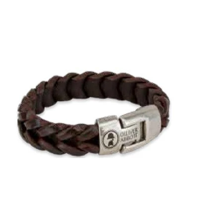 Pulsera Oliver Abbott Holborn Cuero Marrón Trenzado y Acero Hombre 38PBIPLML
