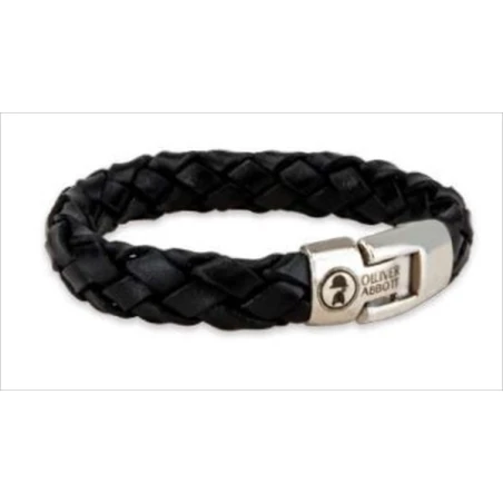 Pulsera Oliver Abbott Holborn Cuero Negro Trenzado y Acero Hombre 38PBINDNXL