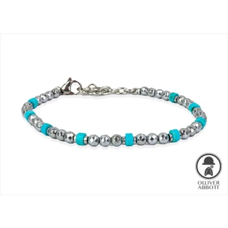 Pulsera Olliver Abbott Green Park Acero y Turquesa Hombre OA9063