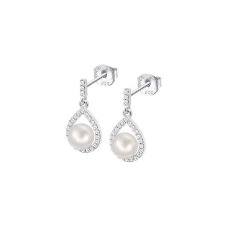 Pendientes Lotus Silver Colgantes Plata, Circonitas y Perla LP3198-4/1