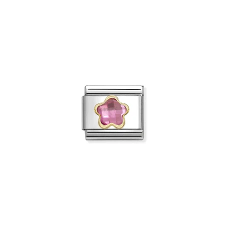 Composable Classic CZ FACETADOS CON FLOR en acero y oro 18k