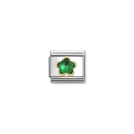 Composable Classic CZ FACETADOS CON FLOR en acero y oro 18k VERDE