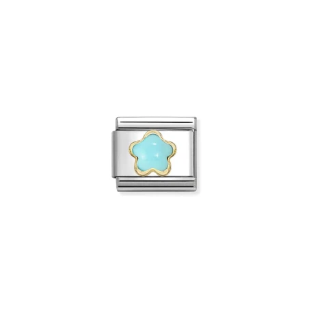 Composable Classic PIEDRAS FLORES en acero y oro 18k TURQUESA