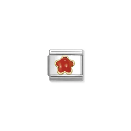 Composable Classic PIEDRAS FLORES en acero y oro 18k CORAL ROJO