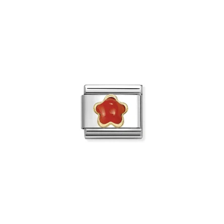 Composable Classic PIEDRAS FLORES en acero y oro 18k CORAL ROJO