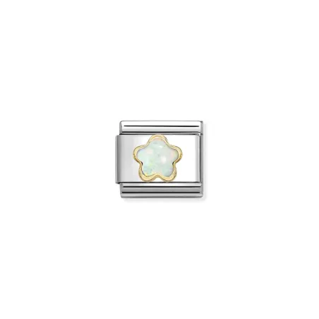 Composable Classic PIEDRAS FLORES en acero y oro 18k OPALO BLANCO