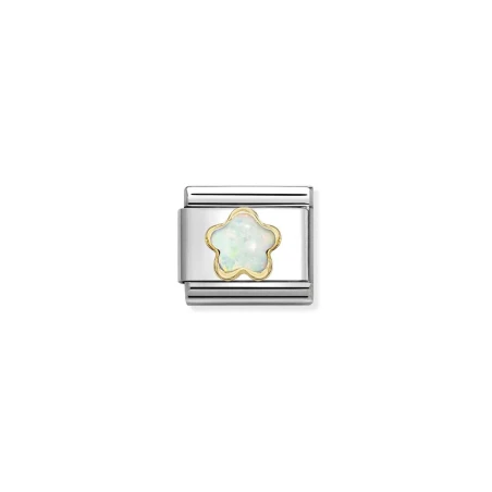Composable Classic PIEDRAS FLORES en acero y oro 18k OPALO BLANCO