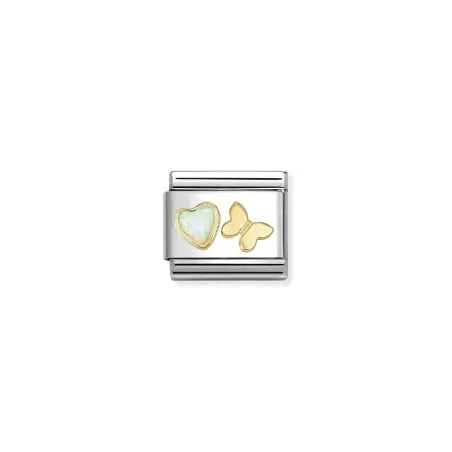 Composable Classic PIEDRAS con SIMBOLOS en acero y oro 18k Mariposa OPALO BLANCO