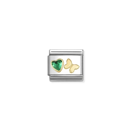 Comp. Classic CIRCONITAS FACETADAS con SIMBOLOS acero, oro 18 k