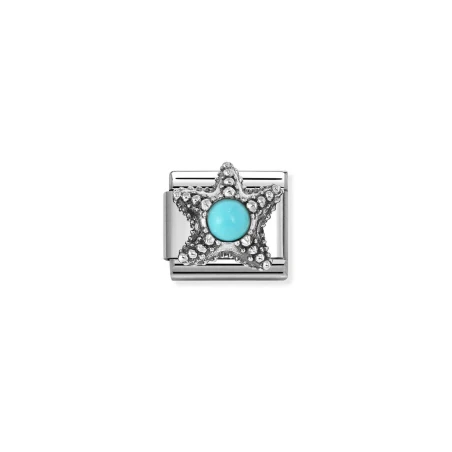 Composable Classic SIMBOLOS CON PIEDRAS en acero y plata 925 Estrella de mar TURQUESA
