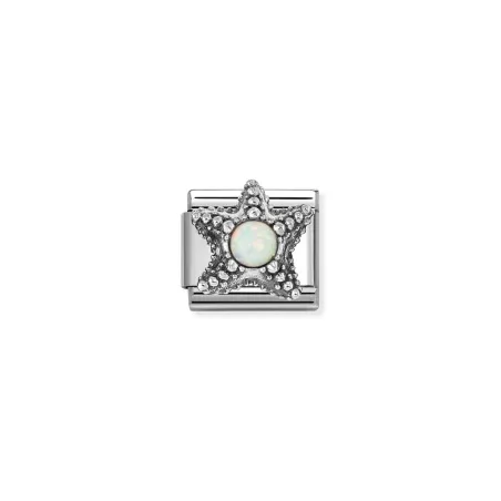 Composable Classic SIMBOLOS CON PIEDRAS en acero y plata 925 Estrella de mar OPALO BLANCO