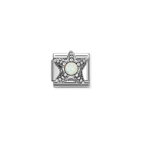 Composable Classic SIMBOLOS CON PIEDRAS en acero y plata 925 Estrella de mar OPALO BLANCO
