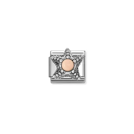 Composable Classic SIMBOLOS CON PIEDRAS en acero y plata 925 Estrella de mar CORAL ROSA