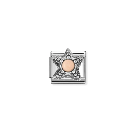Composable Classic SIMBOLOS CON PIEDRAS en acero y plata 925 Estrella de mar CORAL ROSA