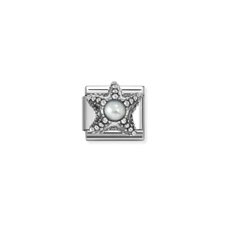 Composable Classic SIMBOLOS CON PIEDRAS en acero y plata 925 Estrella de mar PERLA BLANCA