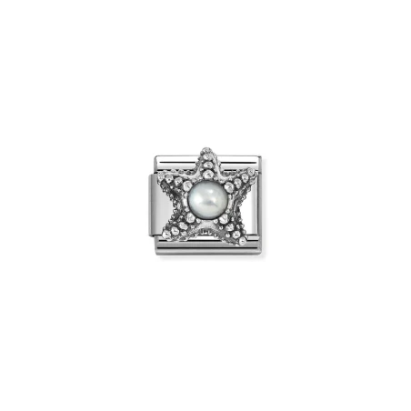 Composable Classic SIMBOLOS CON PIEDRAS en acero y plata 925 Estrella de mar PERLA BLANCA