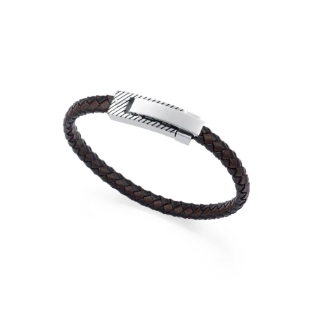 Pulsera Viceroy Fashion Piel Negra y Marrón y Acero Hombre 75444P01010