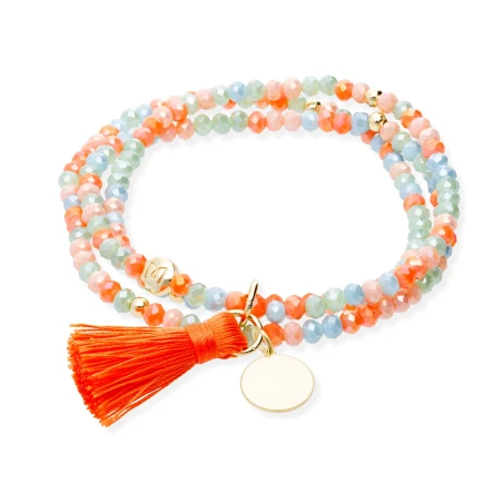 Pulsera Marina García Zen Papaya y Chapa Plata Baño Oro 91331UX