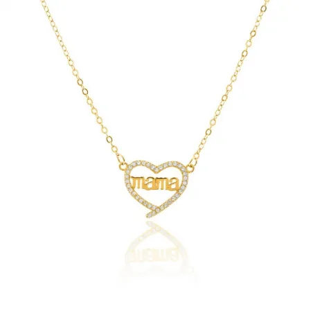 Gargantilla Corazón Mamá Plata Chapado Oro y Circonitas GR-018HB