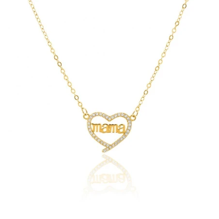 Gargantilla Corazón Mamá Plata Chapado Oro y Circonitas GR-018HB