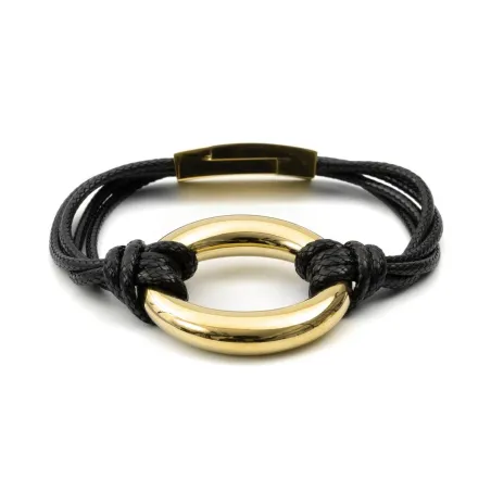Pulsera Lux by Lux Monimil Nylon Negro y Baño Oro SGBM072B00