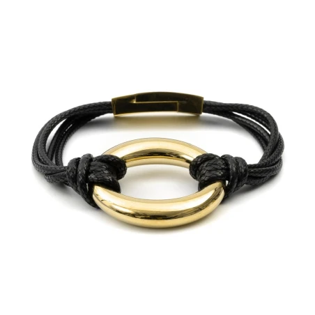 Pulsera Lux by Lux Monimil Nylon Negro y Baño Oro SGBM072B00