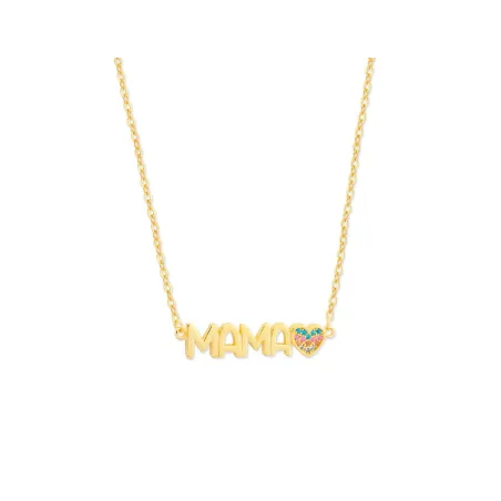 Gargantilla Plata Baño Oro Mamá y corazón Circonitas Multicolor MAMA02CL-D