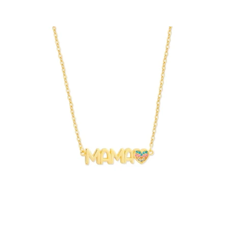 Gargantilla Plata Baño Oro Mamá y corazón Circonitas Multicolor MAMA02CL-D