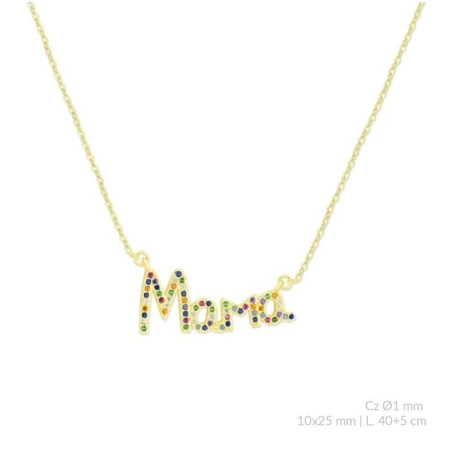 Gargantilla Plata Baño Oro Mamá circonitas Multicolor MAMA03CL-DM