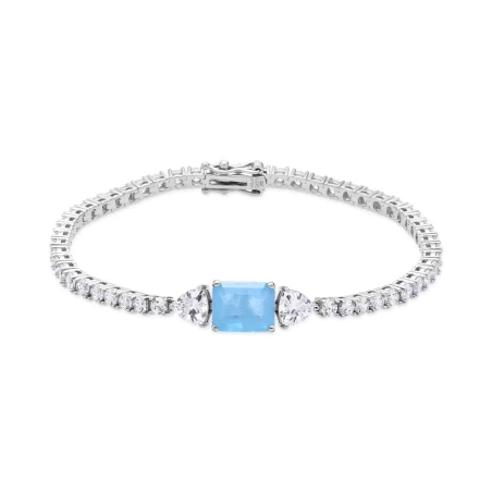 Pulsera Luxenter Usta Plata Baño Rodio y Circonitas Blancas y Azul BX52590600