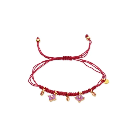 Pulsera Luxenter Leruk Plata Baño Oro y Cordón Rojo BXA531Y99700
