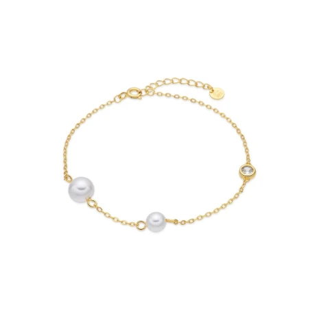 Pulsera Luxenter Ethy Plata Baño Oro y Perlas