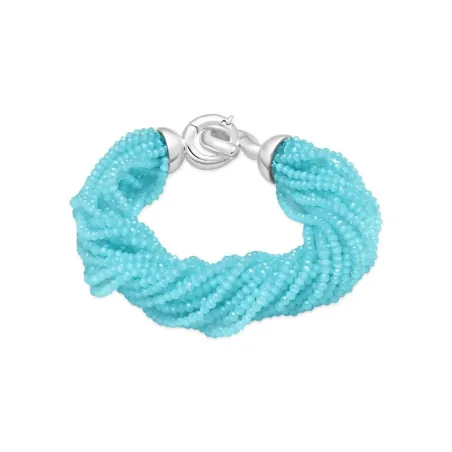 Pulsera Luxetner Kibak Plata Baño Rodio y Piedras Turquesa BXA116C0400