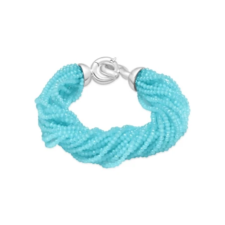 Pulsera Luxetner Kibak Plata Baño Rodio y Piedras Turquesa BXA116C0400