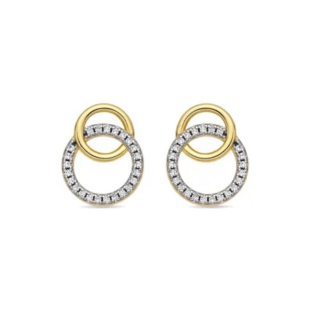 Pendientes Luxenter Yezel Doble Aro Plata Baño Oro y Circonitas Blancas ET629Y0000