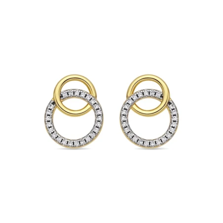 Pendientes Luxenter Yezel Doble Aro Plata Baño Oro y Circonitas Blancas ET629Y0000