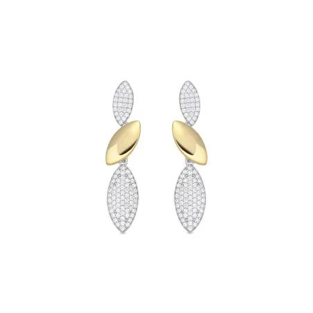 Pendientes Luxenter Shaimil Plata Baño Bicolor y Circonitas Blancas EK322M0000